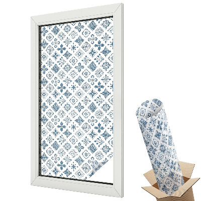 Folie geamuri decorativă vitraliu Eleganță clasică în modele albastre