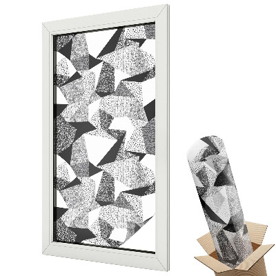 Folie geamuri decorativă vitraliu Triunghiuri geometrice linii puncte gri