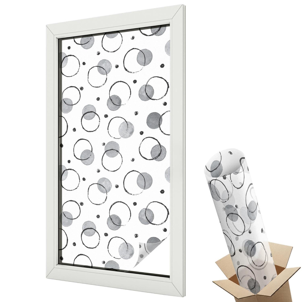 Folie pentru geamuri Cercuri și puncte delicate în nuanțe de gri