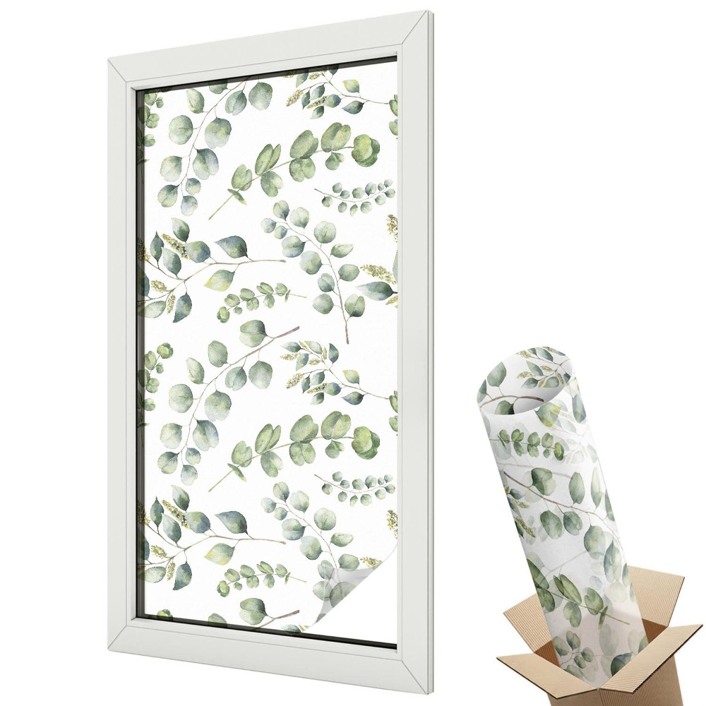 Folie geam să nu se vadă din exterior Fundal de acuarelă cu frunze verzi