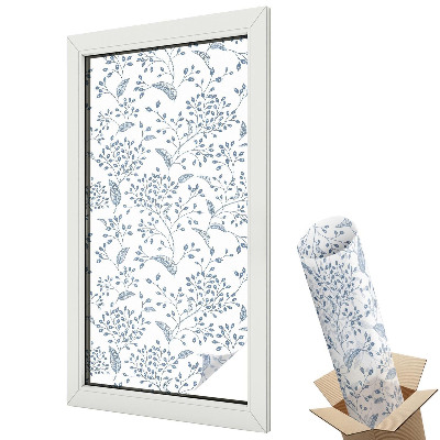 Folie geamuri decorativă vitraliu Model elegant de plante într-un stil clasic