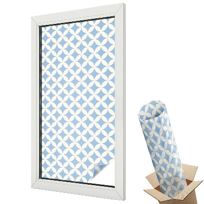 Folie geamuri decorativă vitraliu Cercuri albe geometrice pe fundal albastru