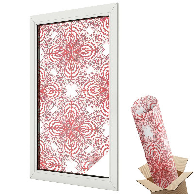 Autocolant geam termopan Ornamente simetrice roșii