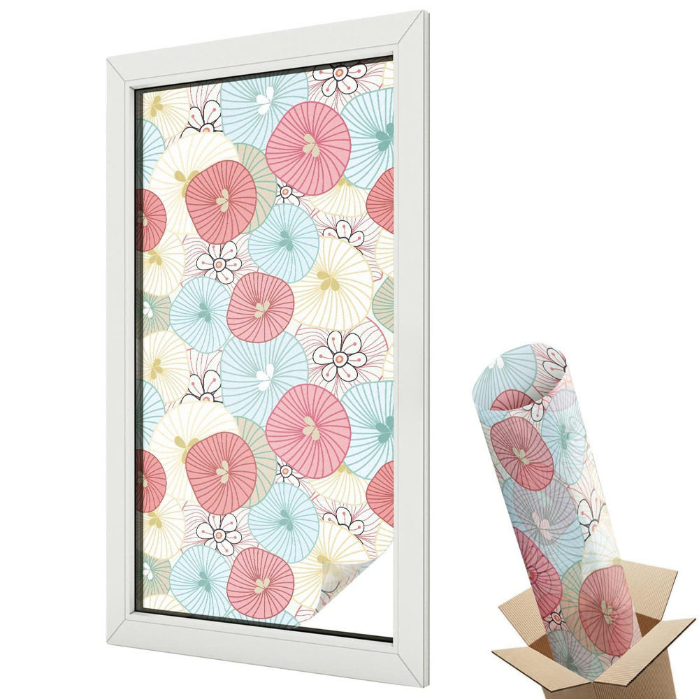 Folie pentru geamuri Model floral pastelat modern