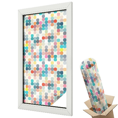 Folie geamuri decorativă vitraliu Model energetic pătrate simetrice colorate