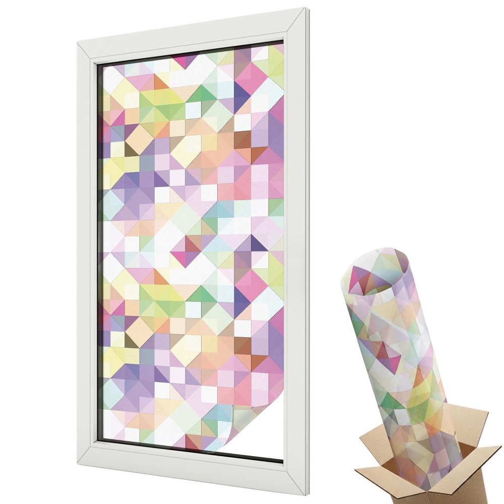 Autocolant geam termopan Compoziție geometrică cu triunghiuri colorate