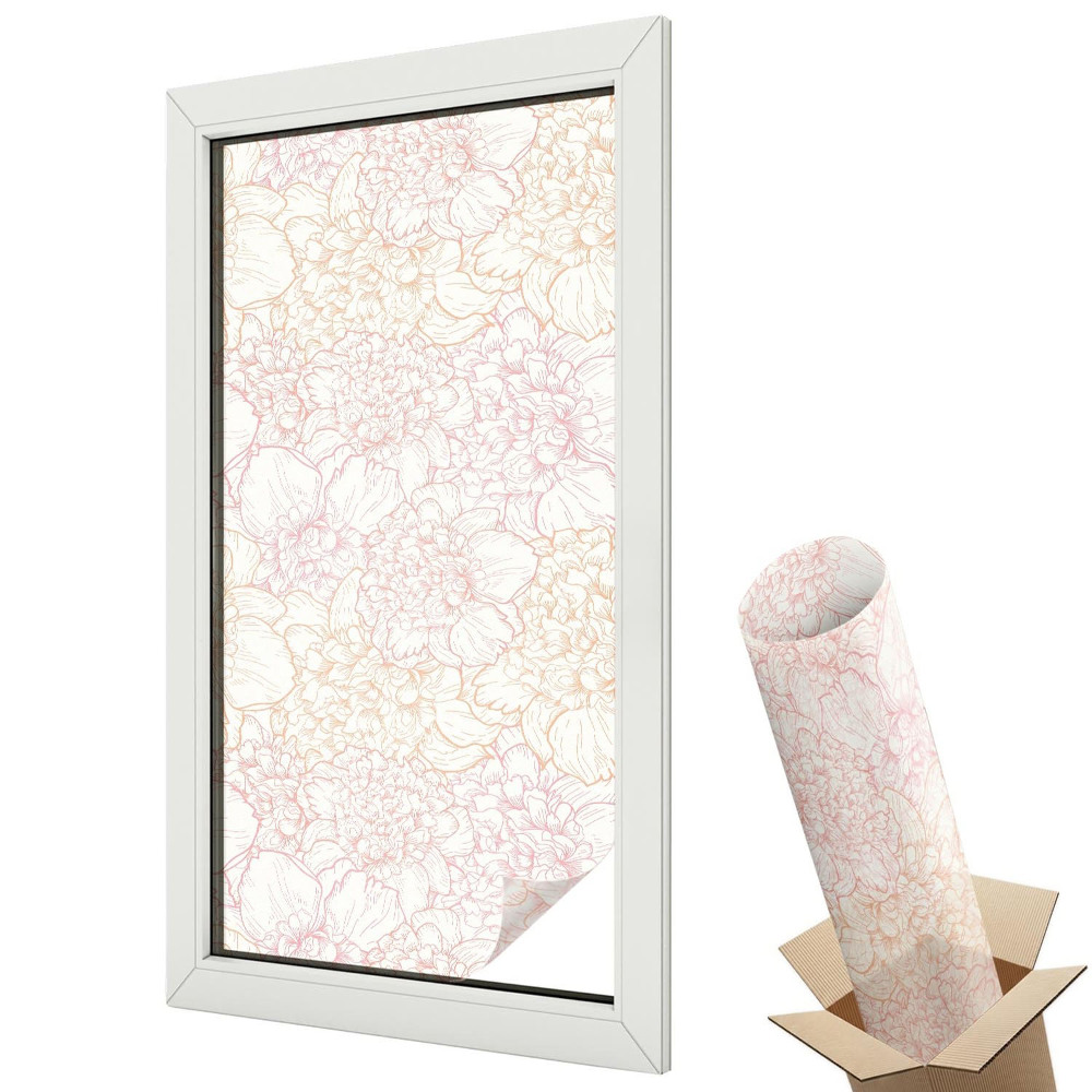Folie geam să nu se vadă din exterior Model floral pastelat clasic