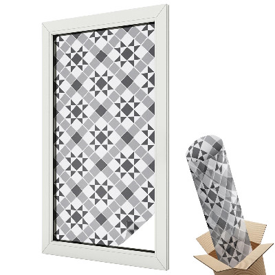 Folie geamuri decorativă vitraliu Modele geometrice armonioase gri