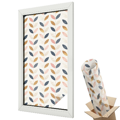 Folie pentru geamuri Model de frunze colorat, repetitiv, simetric