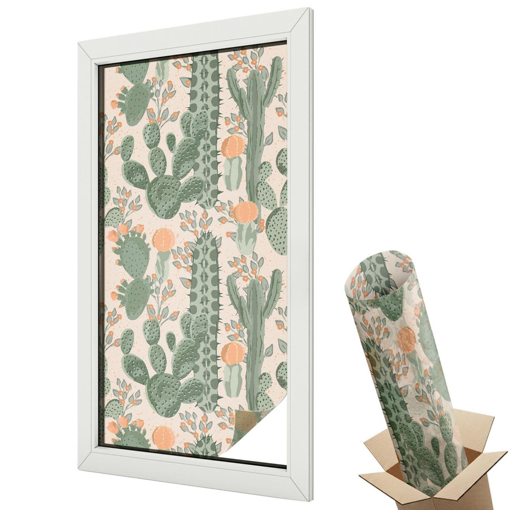 Folie geam să nu se vadă din exterior Cactuși pe un fundal nisipos