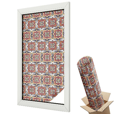 Folie geamuri decorativă vitraliu Simetrie orientală și culori vibrante