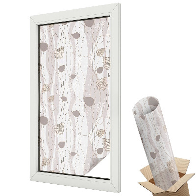 Folie geamuri decorativă vitraliu Abstracție armonioasă cu motiv de frunze