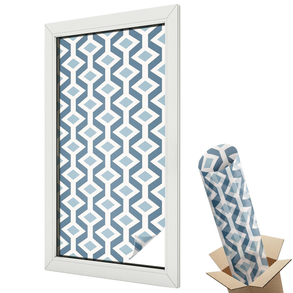 Autocolant geam termopan Simetrie modernă în nuanțe de albastru