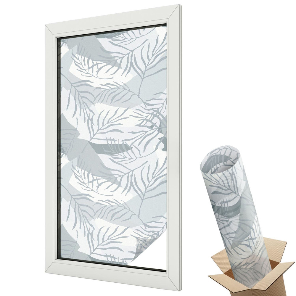 Autocolant geam termopan Eleganța frunzelor în tonuri pastelate