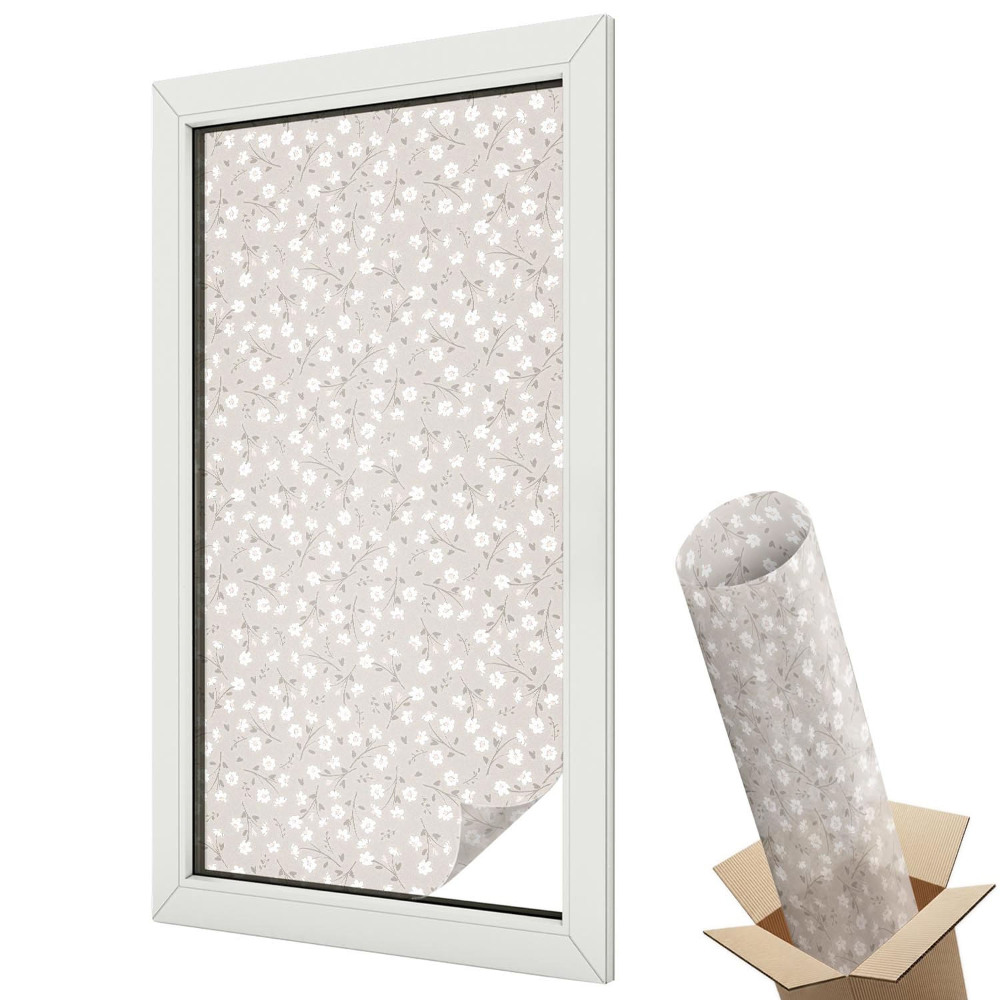 Folie geamuri decorativă vitraliu Model floral, armonios și elegant