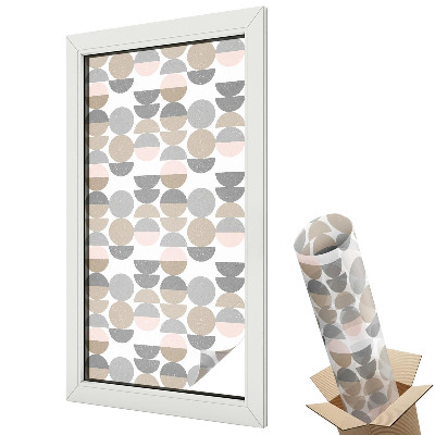 Folie geamuri decorativă vitraliu Cercuri și semicercuri geometrice în culori delicate