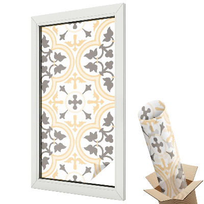 Folie geamuri decorativă vitraliu Decorațiuni vegetale clasice simetrice