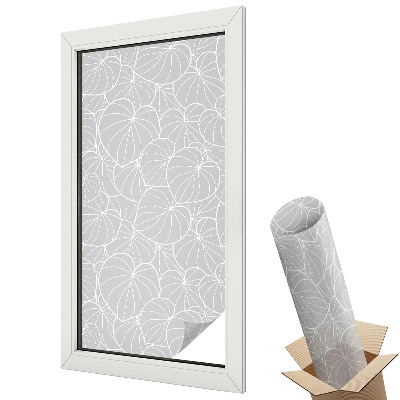 Folie geamuri decorativă vitraliu Motiv geometric cu frunze gri