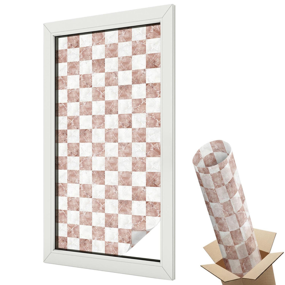 Folie geamuri decorativă vitraliu Armonie elegantă a tablei de șah din marmură