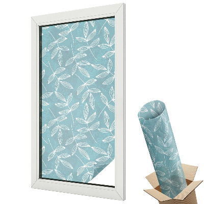 Folie geam să nu se vadă din exterior Frunze albe pe fundal albastru