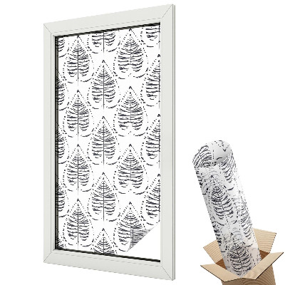 Folie geam să nu se vadă din exterior Frunze elegante, moderne, alb-negru