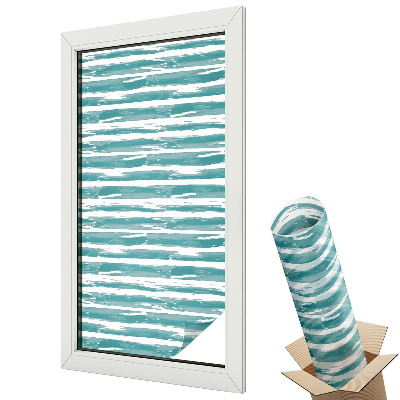 Folie geamuri decorativă vitraliu Dungi orizontale de acuarelă în nuanțe de verde