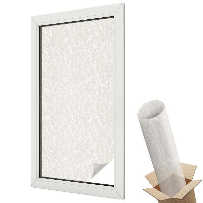 Folie geamuri decorativă vitraliu Frunze delicate în nuanțe neutre