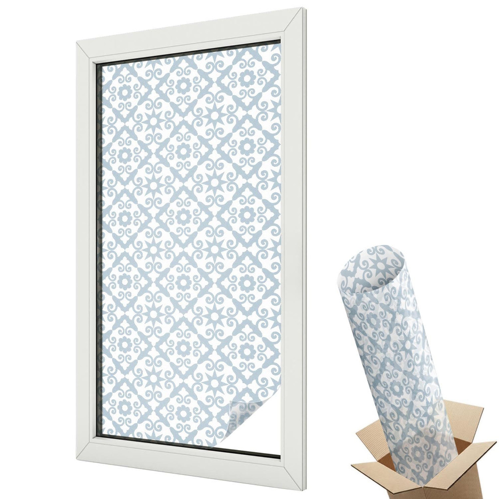 Folie pentru geamuri Model clasic cu ornamente albastre