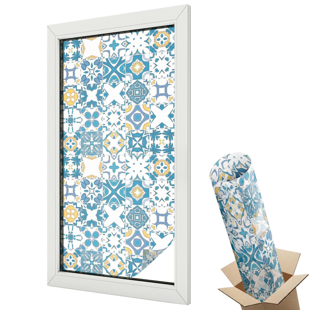 Folie geam să nu se vadă din exterior Compoziție simetrică cu modele de mozaic colorat