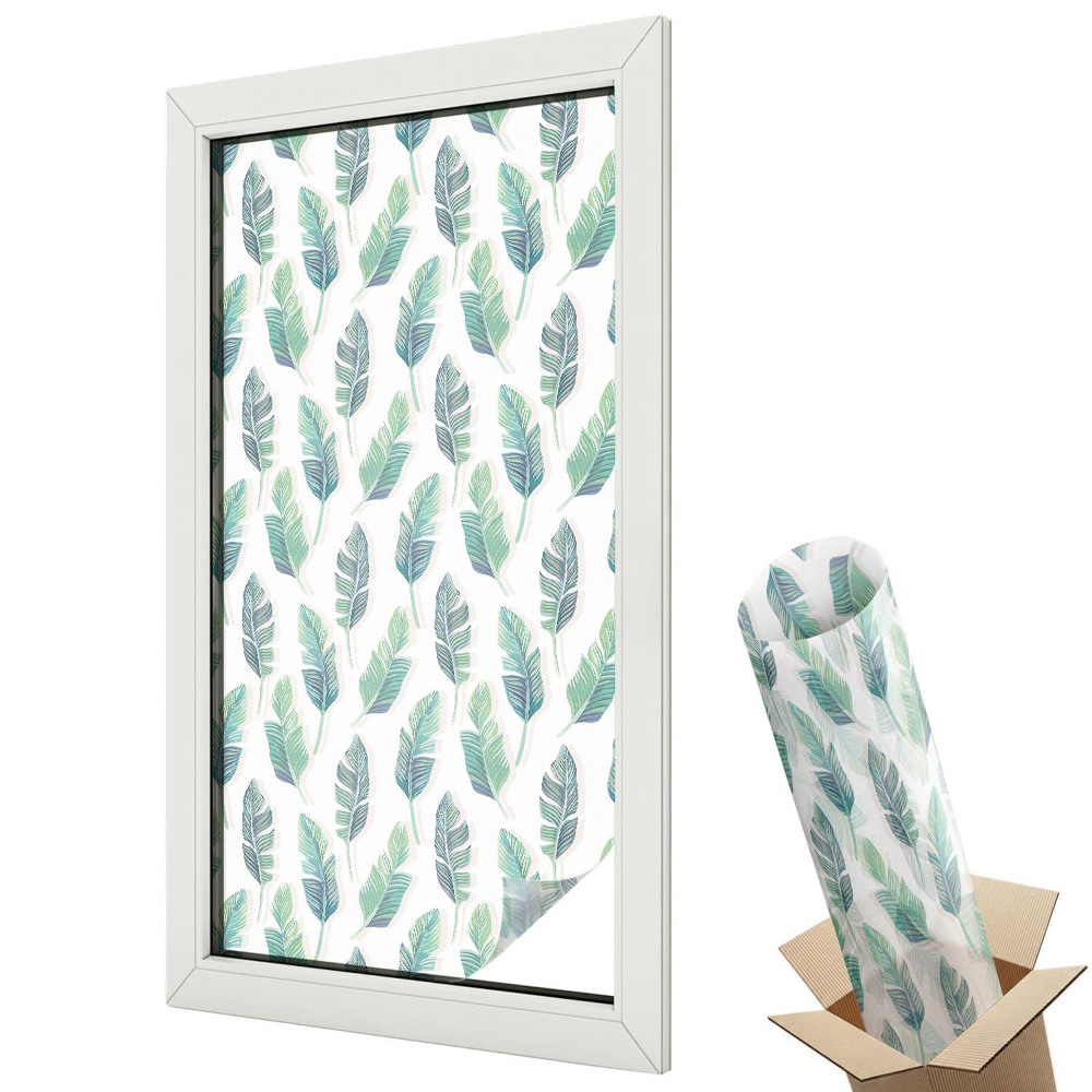 Folie geamuri decorativă vitraliu Frunze colorate pe un fundal deschis