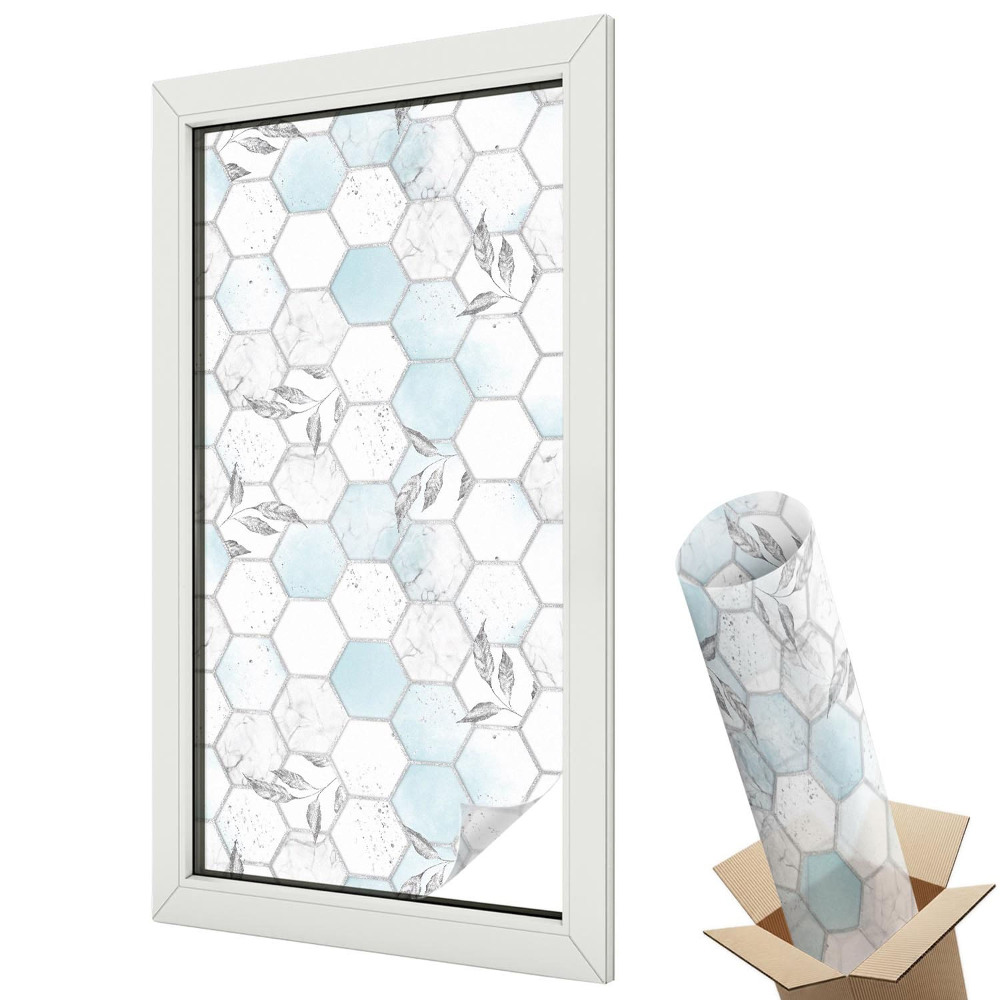 Folie geamuri decorativă vitraliu Plăci hexagonale din frunze de marmură