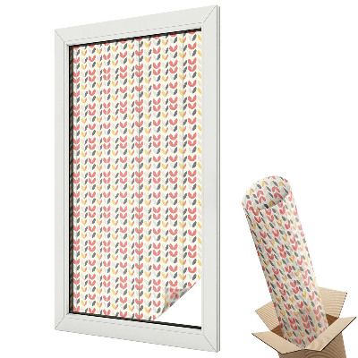 Folie geamuri decorativă vitraliu Frunze retro