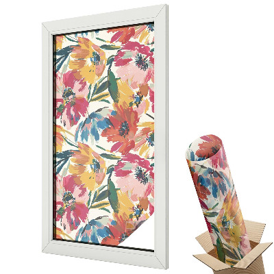 Autocolant geam termopan Model dinamic de flori colorate