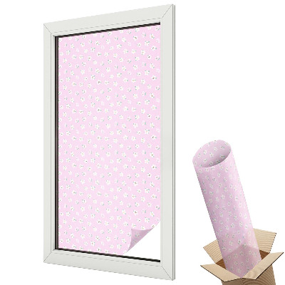 Folie geamuri decorativă vitraliu Modele florale subtile pe un fundal roz