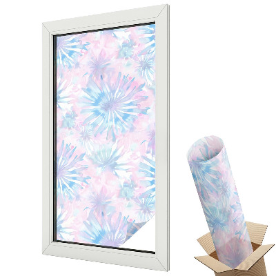 Folie geamuri decorativă vitraliu Flori repetitive abstracte delicate