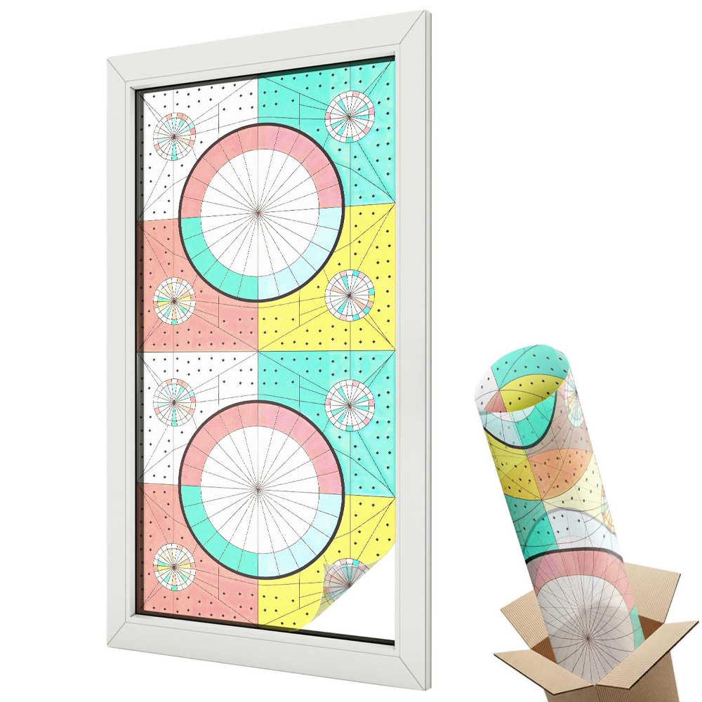 Autocolant geam termopan Cercuri geometrice colorate