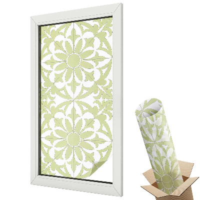 Folie geamuri decorativă vitraliu Model elegant de plante într-un stil clasic