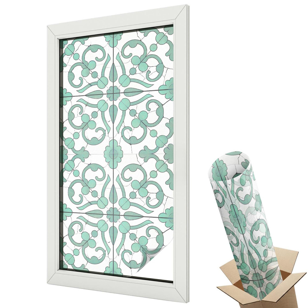 Folie pentru geamuri Ornamente vegetale în culoarea verde