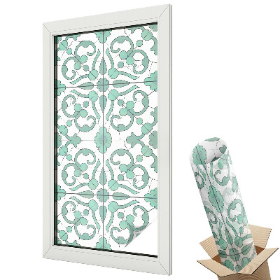 Folie pentru geamuri Ornamente vegetale în culoarea verde