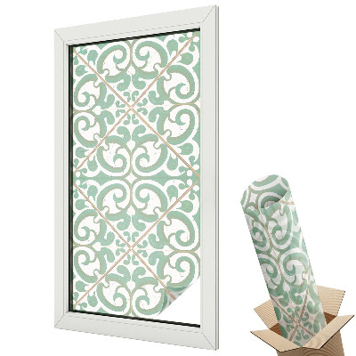 Folie geamuri decorativă vitraliu Ornamente retro de mentă