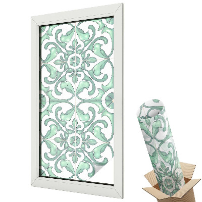 Folie geam să nu se vadă din exterior Modele simetrice florale verzi