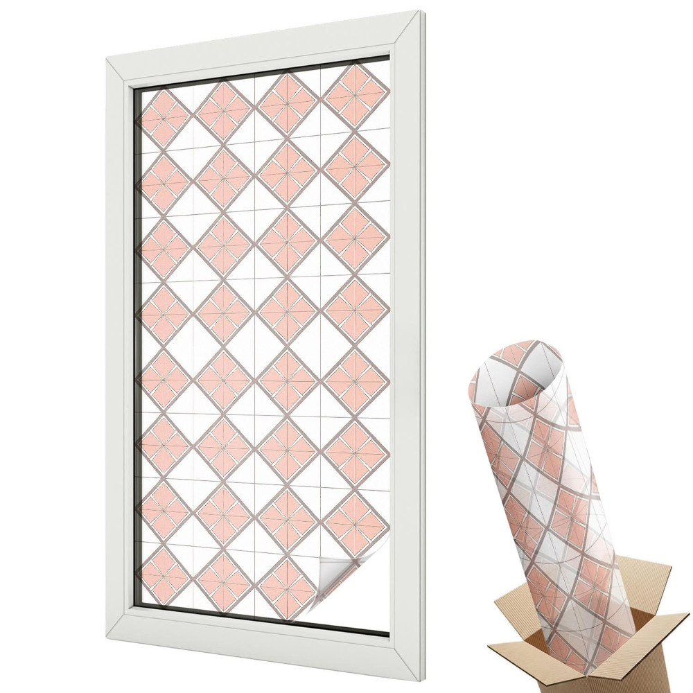 Autocolant geam termopan Romburi portocalii în rame gri