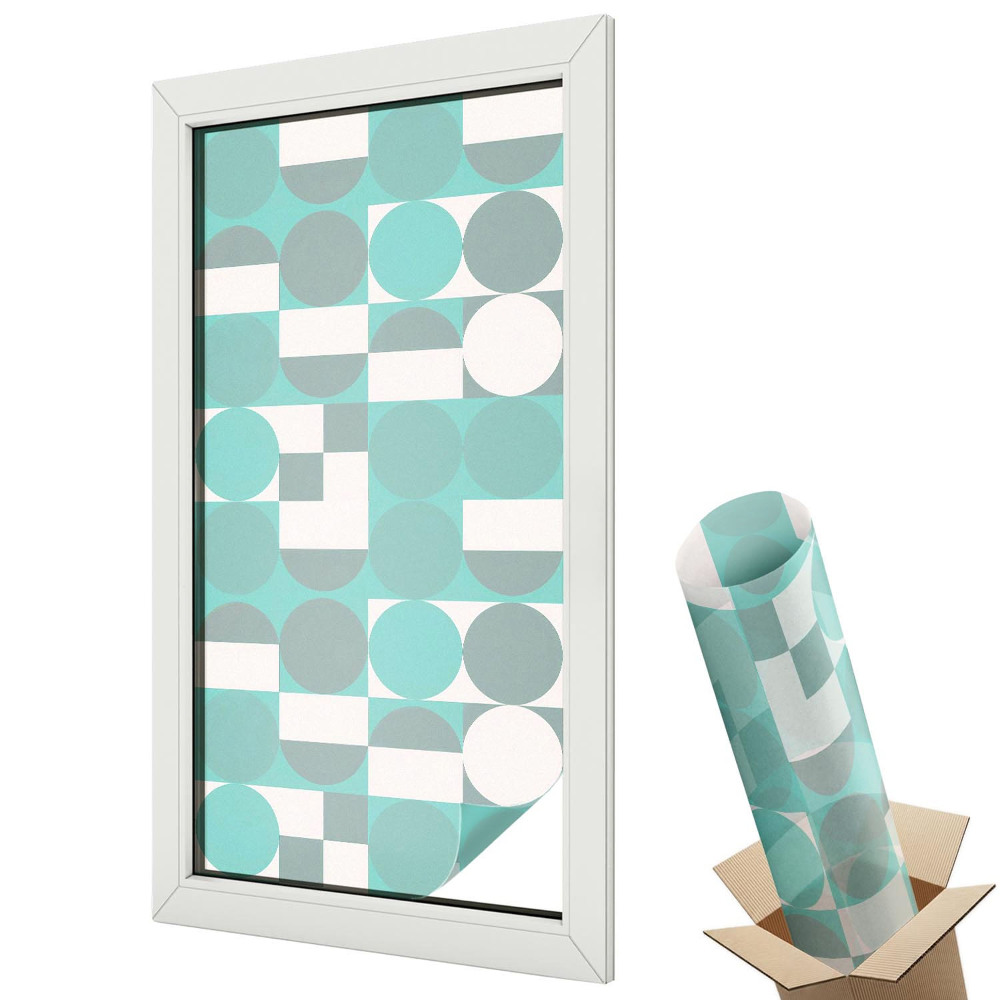 Folie pentru geamuri Cercuri albastre pătrate albe simetrie