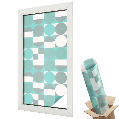 Folie pentru geamuri Cercuri albastre pătrate albe simetrie