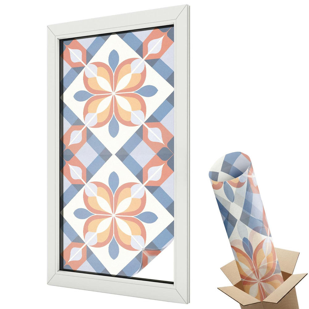 Autocolant geam termopan Un motiv retro geometric cu simetrie și prospețime