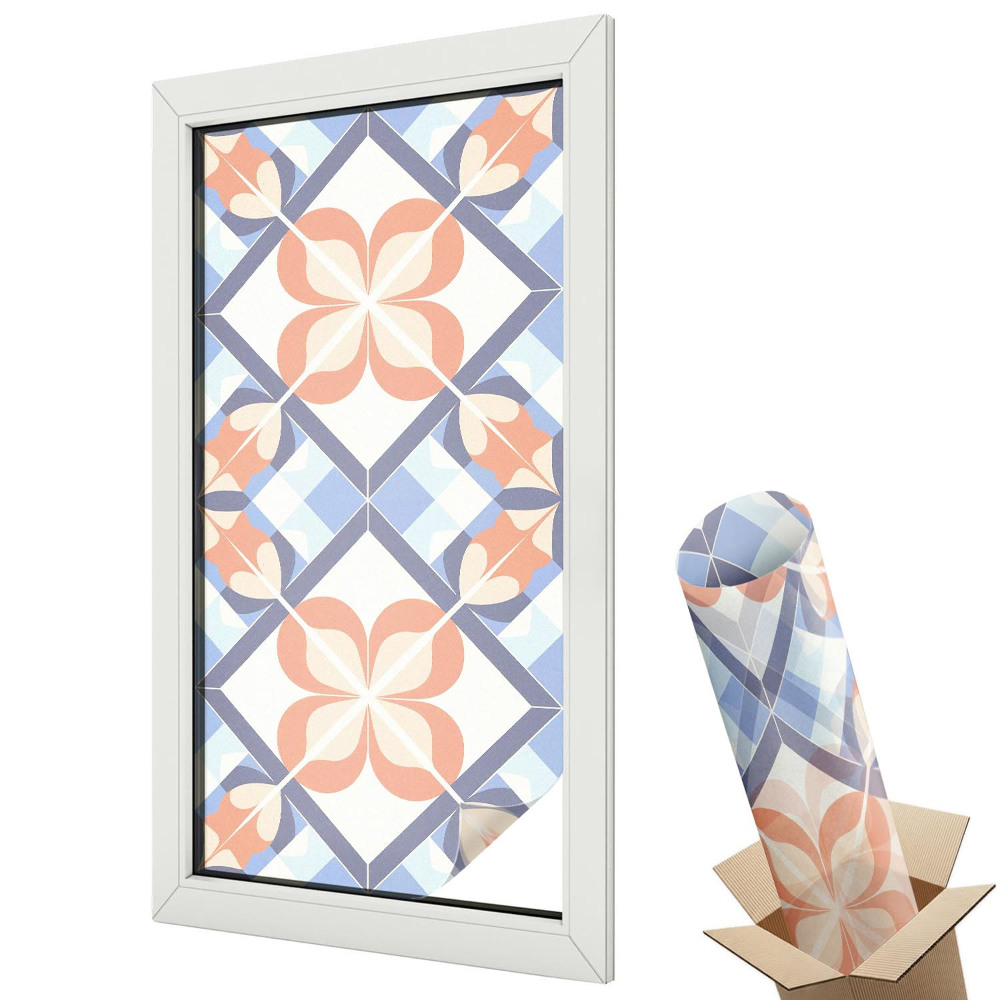 Autocolant geam termopan Flori geometrice simetrie culoare