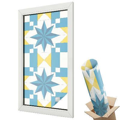 Folie geam să nu se vadă din exterior Stea geometrică în tonuri de albastru