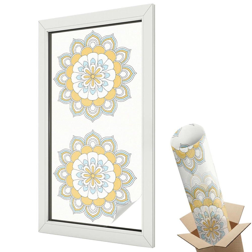 Autocolant geam termopan Mandale florale într-un stil modern