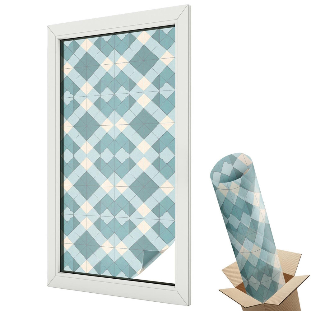 Folie geam să nu se vadă din exterior Simetrie geometrică galben-albastră