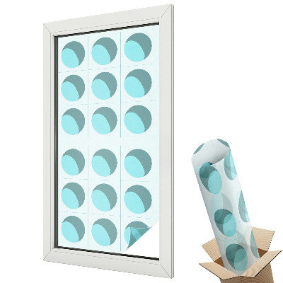 Folie geamuri decorativă vitraliu Cercuri albastre model simetric eleganță